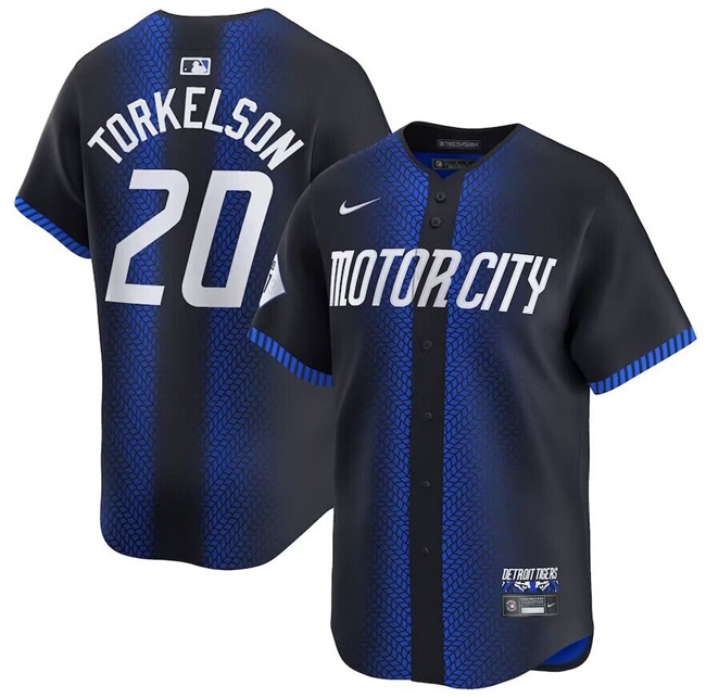 Men's Detroit Tigers #20 Spencer Torkelson 2024 Navy City Connect Cool Base Limited Stitched Jersey